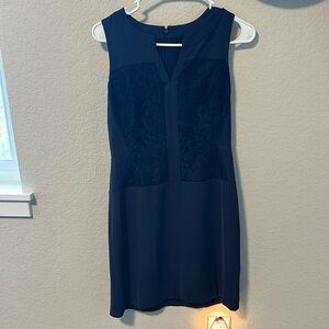 Ann Taylor Navy Lace Panel Mini Dress